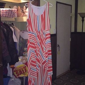 colorful hi-low dress